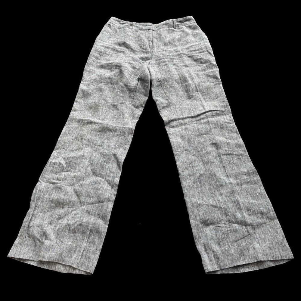 Y2K Womens Pants 10 Office Trousers Grey Madison 100% Linen Career Indie 2000s